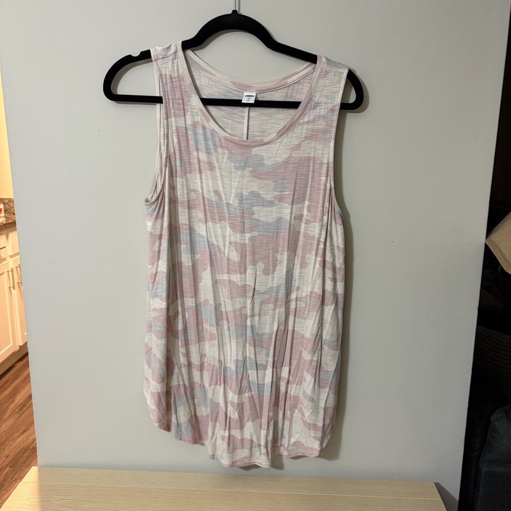 Pink and Cream Camouflage Women's Tank Top